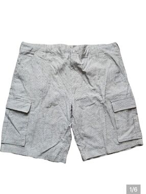 Paolo Solari Pinstripe Linen Cotton Cargo Shorts Men’s 46 Modern Fit NWT